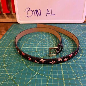 Michael Kors Slim .5" MK Logo Buckle Floral Brown Belt Size S